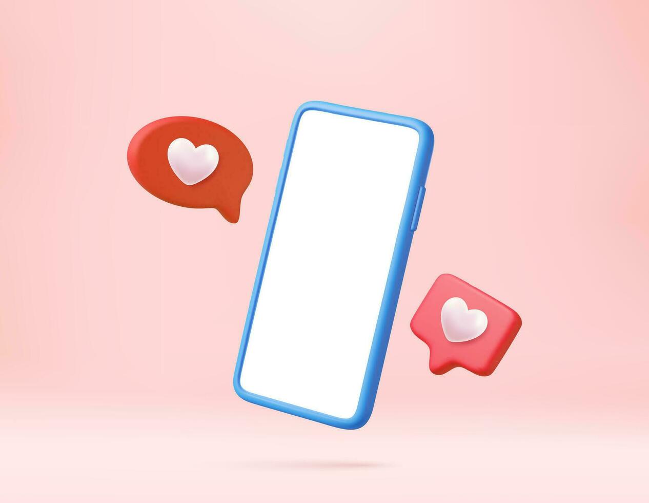 3D Like Icon with Heart and Smartphone vector