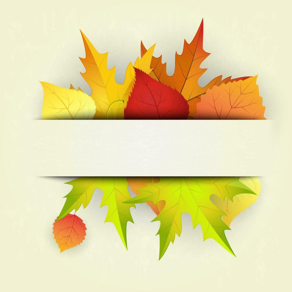 autumn background with red and yellow leaves, vector