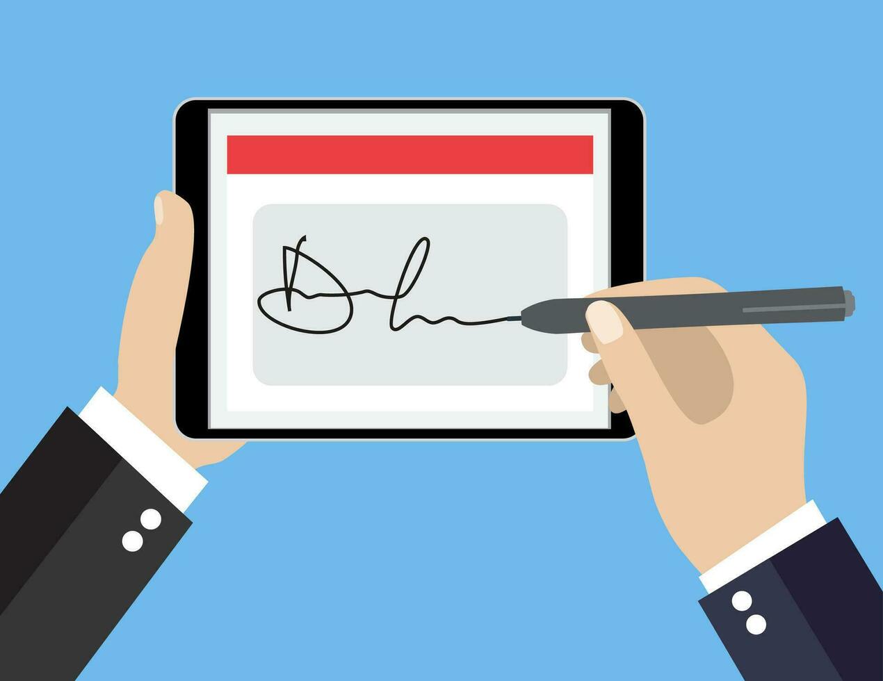 Digital signature on tablet vector