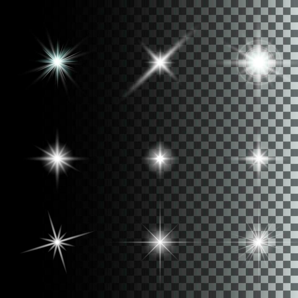 Set of Vector glowing light effect stars