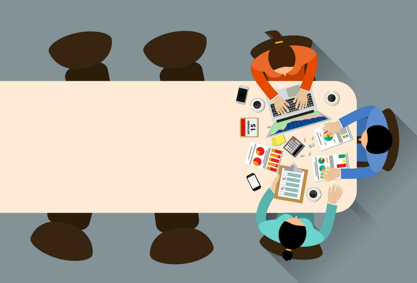 Staff around table vector