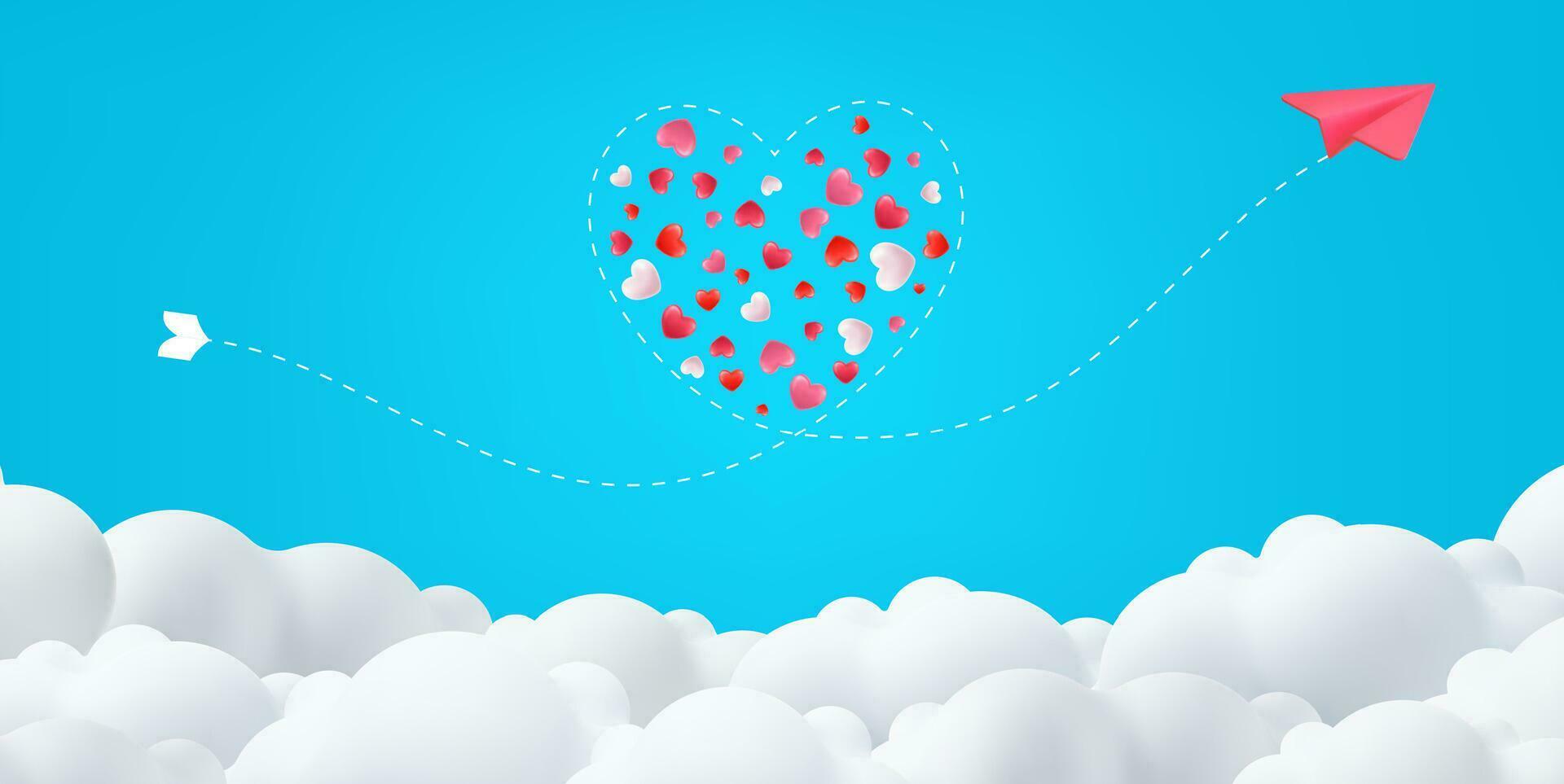 3d valentine's day greeting card vector
