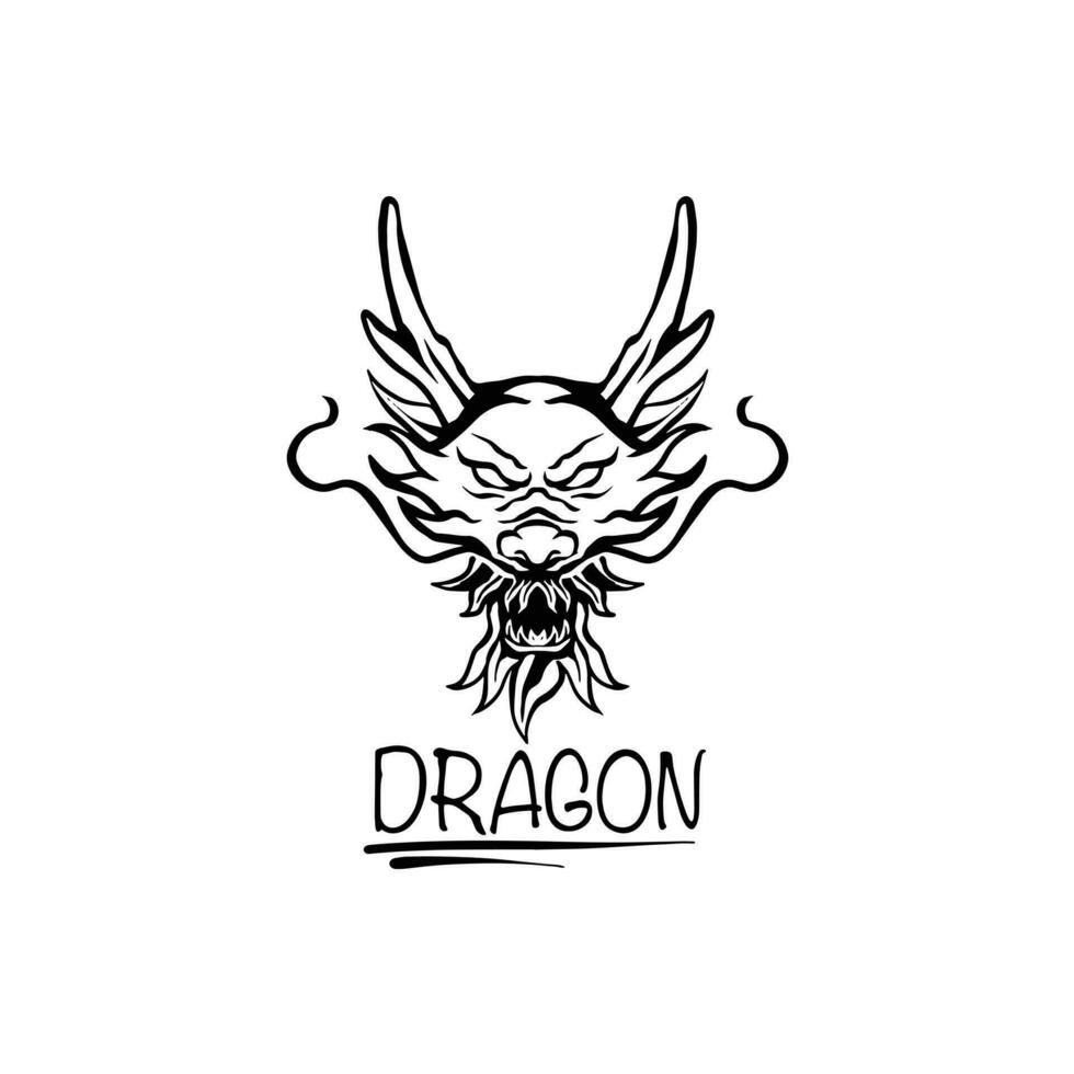 dragon line logo vector design