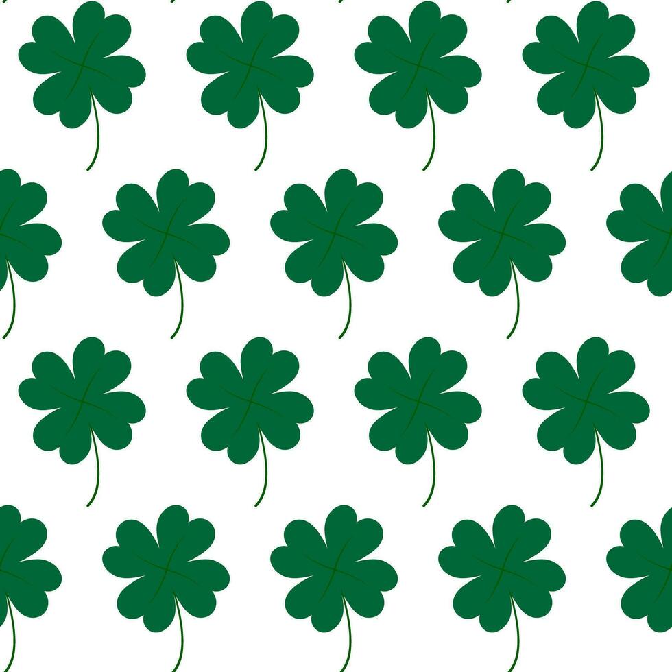 Seamless pattern of four leaf clover in trendy green. Color design concept for many various uses vector