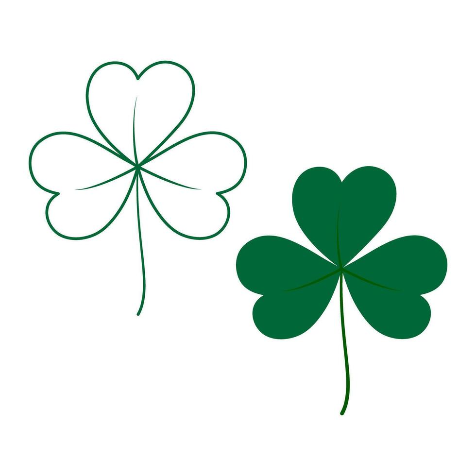 Contour and color drawn three leaf clover. Design element for icon, sticker and other different uses vector