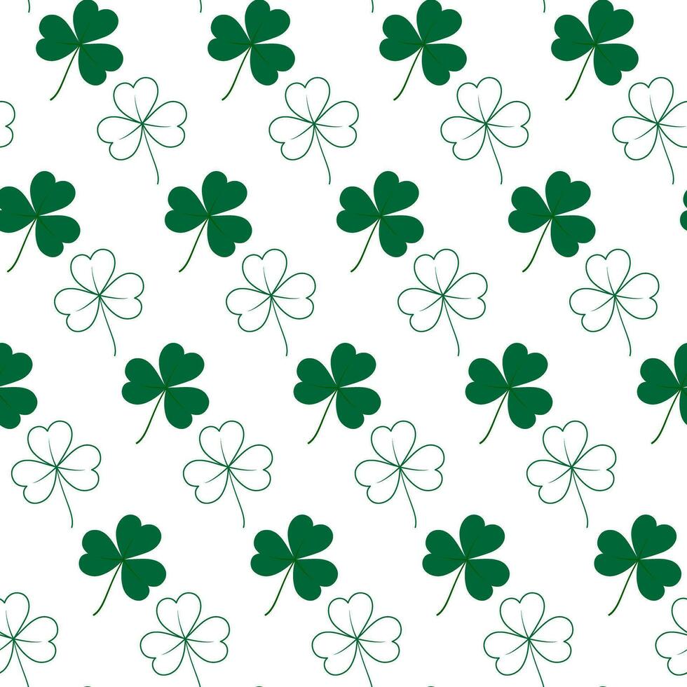 Seamless pattern of tree and four leaf clover. Outline and color drawn design concept for many uses vector