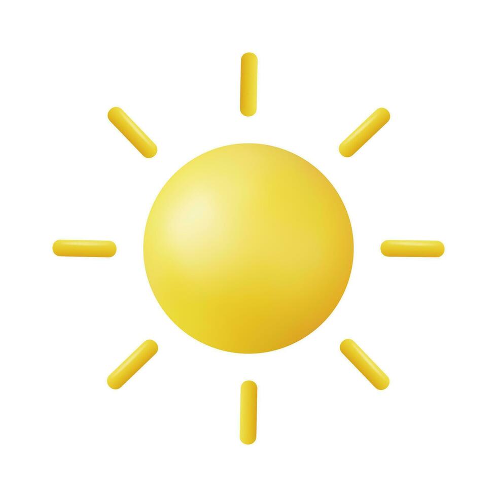3d Yellow sun with rays, sun star. vector