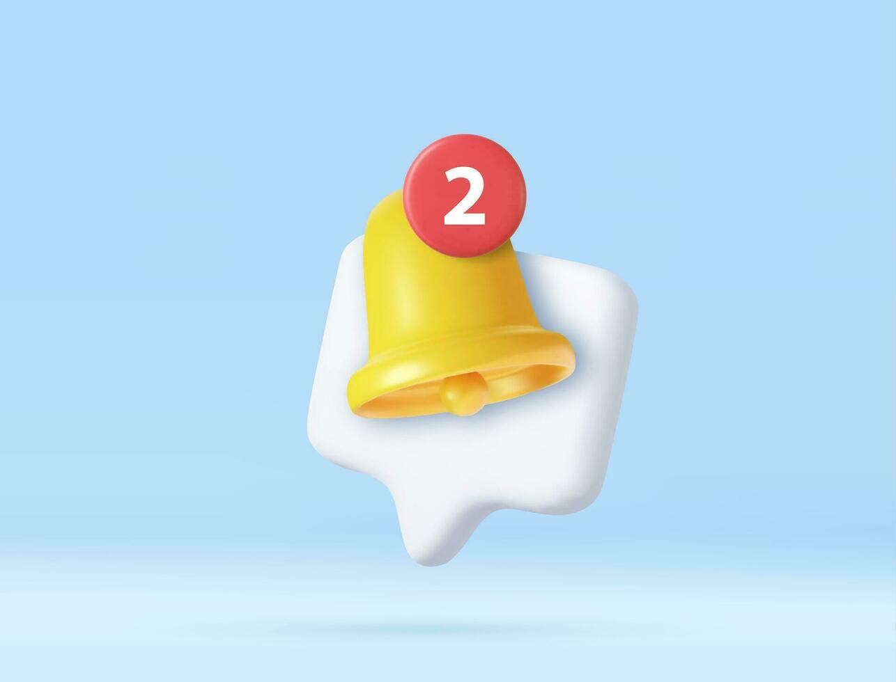 3D notification bell alert icon vector