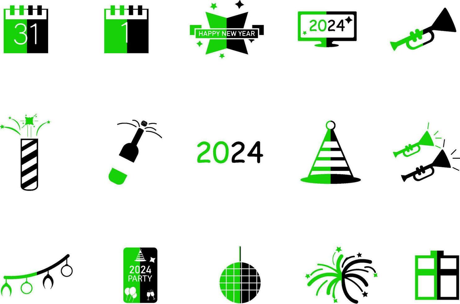 New Year Icon Collection Vector