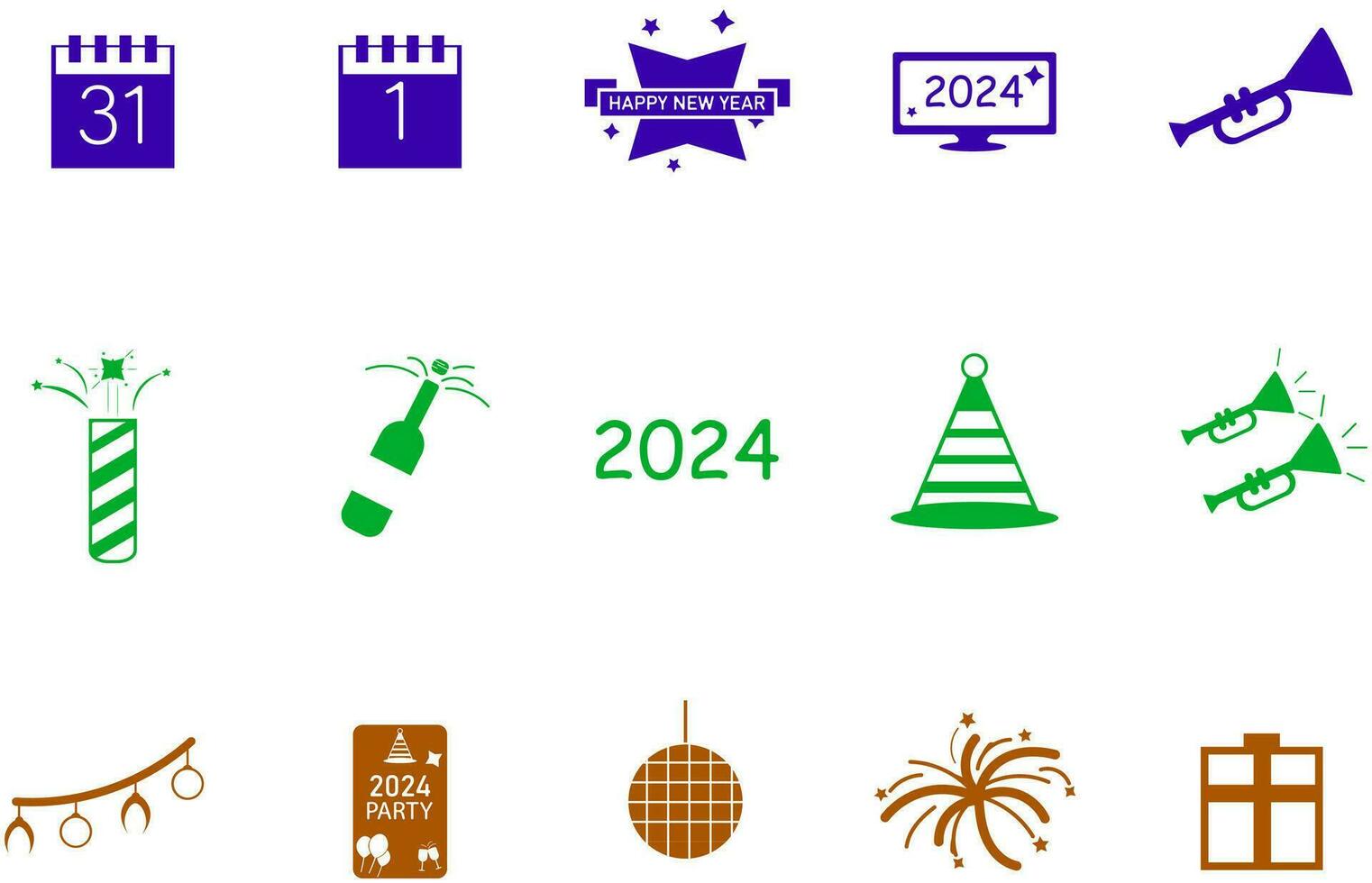 New Year Icon Collection Vector