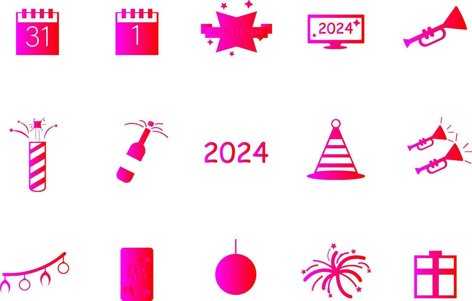 New Year Icon Collection Vector