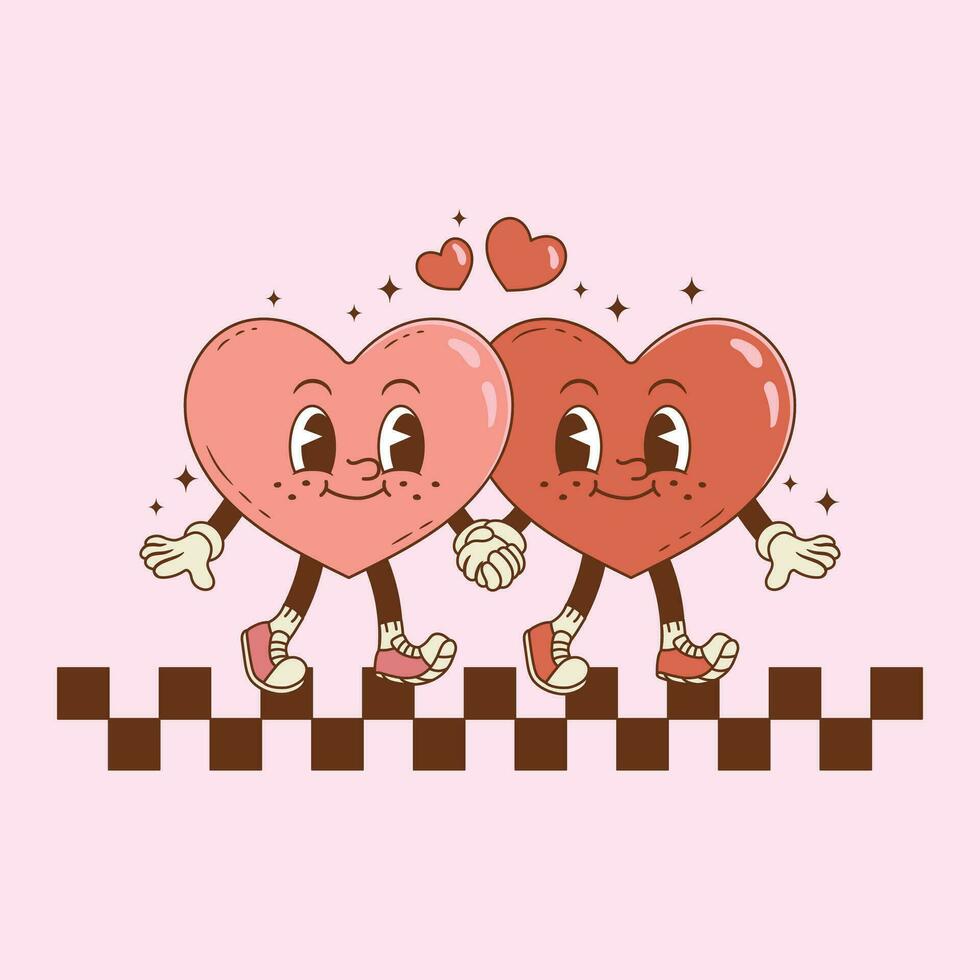 retro illustration of two corozanes as a couple walking in love vector