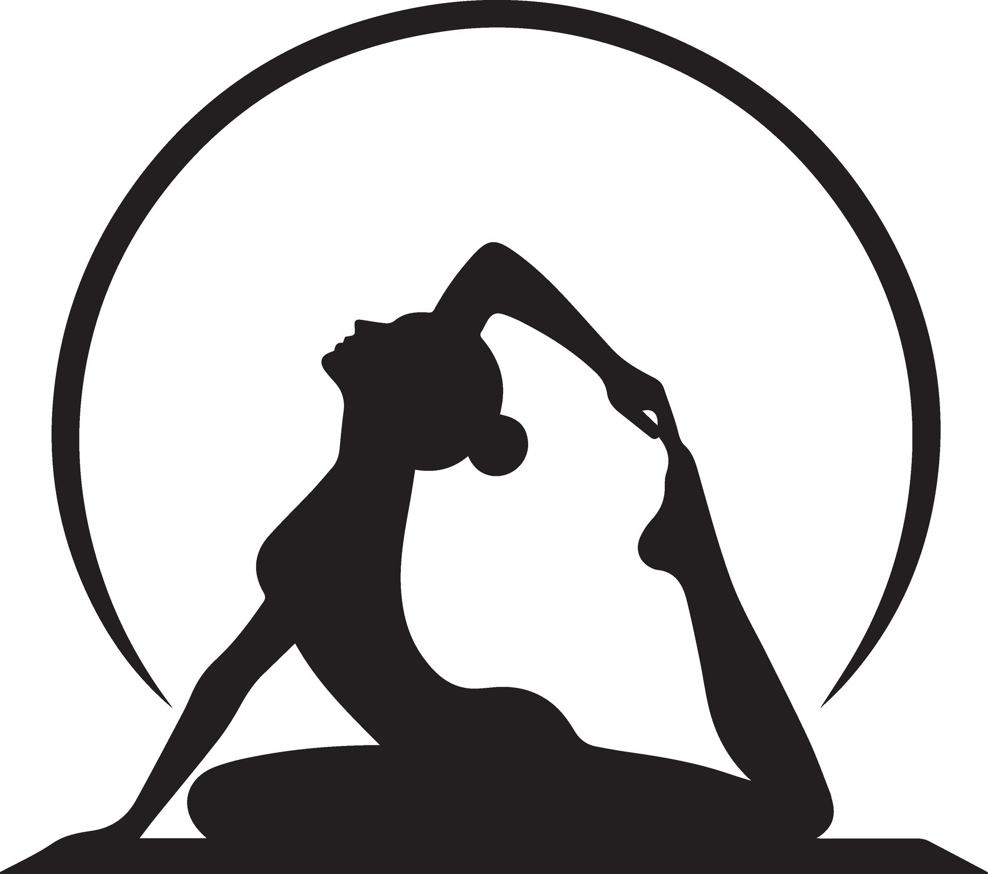 minimal yoga pose vector silhouette, black color silhouette, white