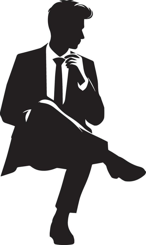 Business man pose vector silhouette black color white background