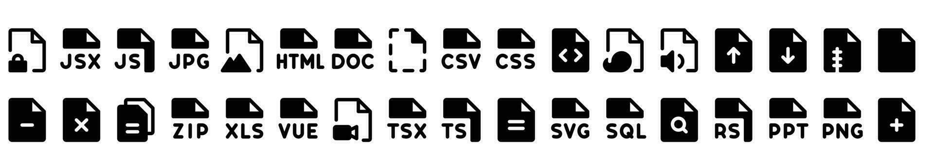 archivos ui íconos paquete lleno estilo vector