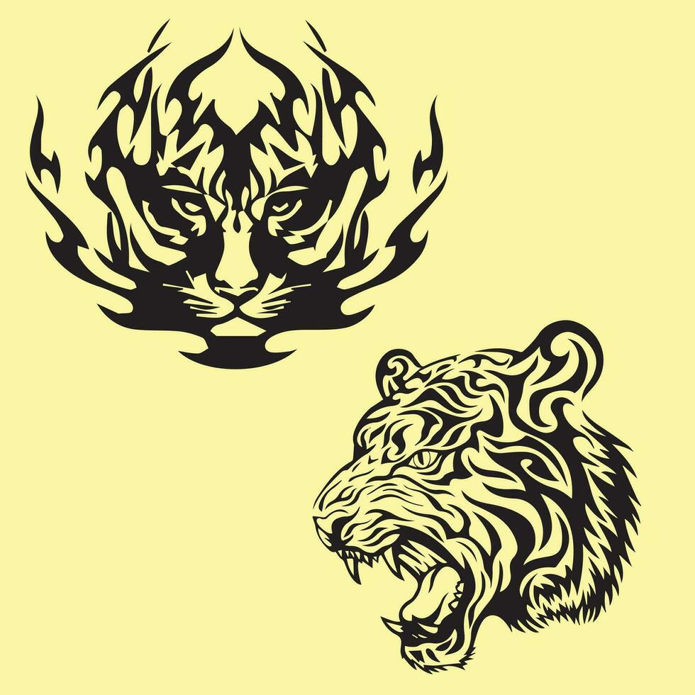 gratis vector Tigre cara con tribal estilo