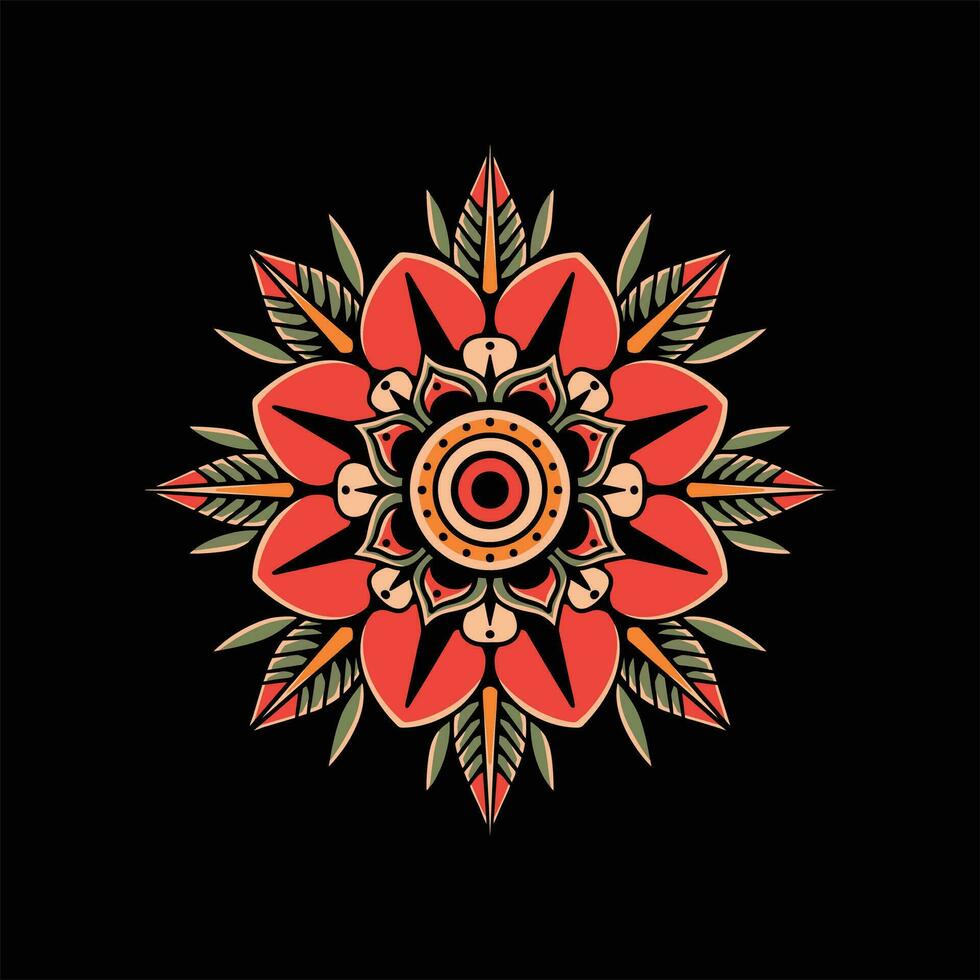 red flower tattoo vector design