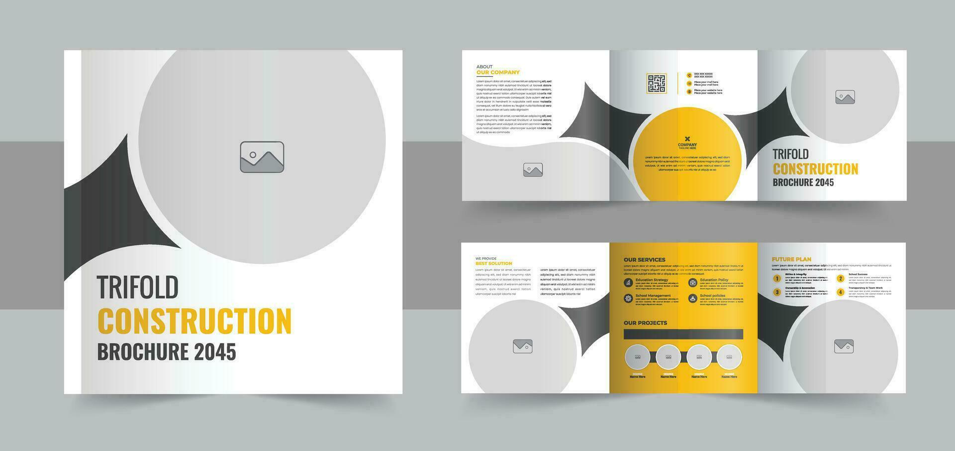 construcción y renovación cuadrado tríptico folleto modelo diseño o real inmuebles promoción folleto folleto vector diseño