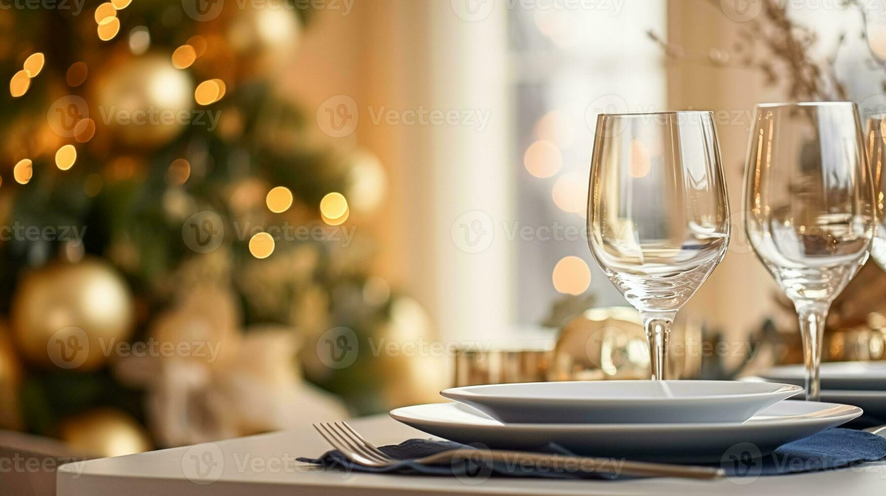 Christmas holiday family breakfast, table setting decor and festive tablescape, English country and home styling photo