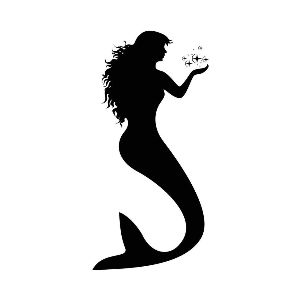 mermaid silhouette design. mythology woman creature sign and symbol. vector