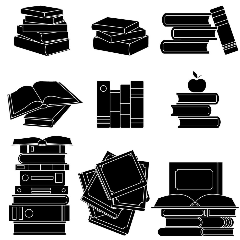 libros icono vector colocar. biblioteca ilustración firmar recopilación. archivo símbolo. libros de texto logo.
