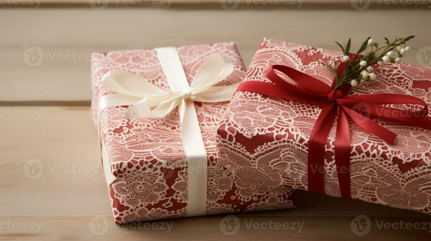 AI generated Christmas gift wrapping idea for boxing day and winter holidays in the English countryside tradition photo