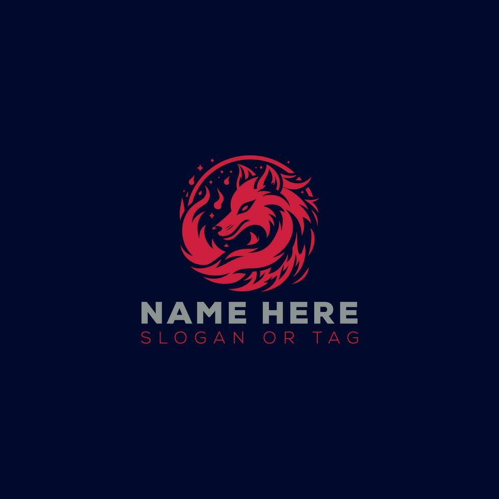 Fire Fox Logo black background 36144721 Vector Art at Vecteezy