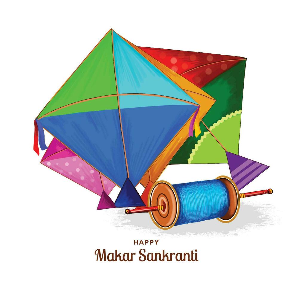 Happy makar sankranti holiday india festival background vector