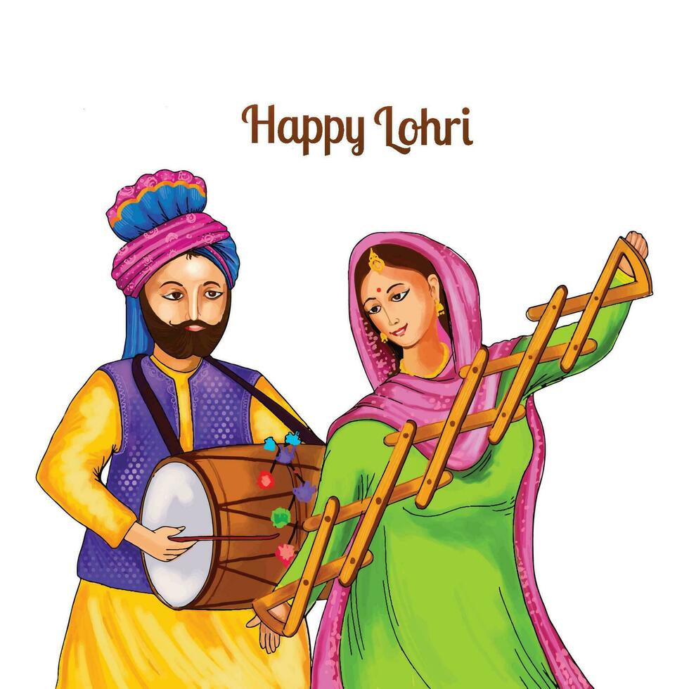 Happy lohri cultural festival of punjab background vector