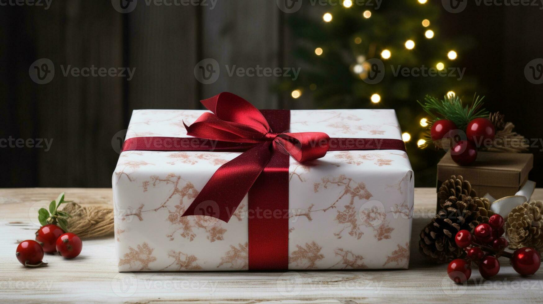 Christmas gift wrapping idea for boxing day and winter holidays in the English countryside tradition photo