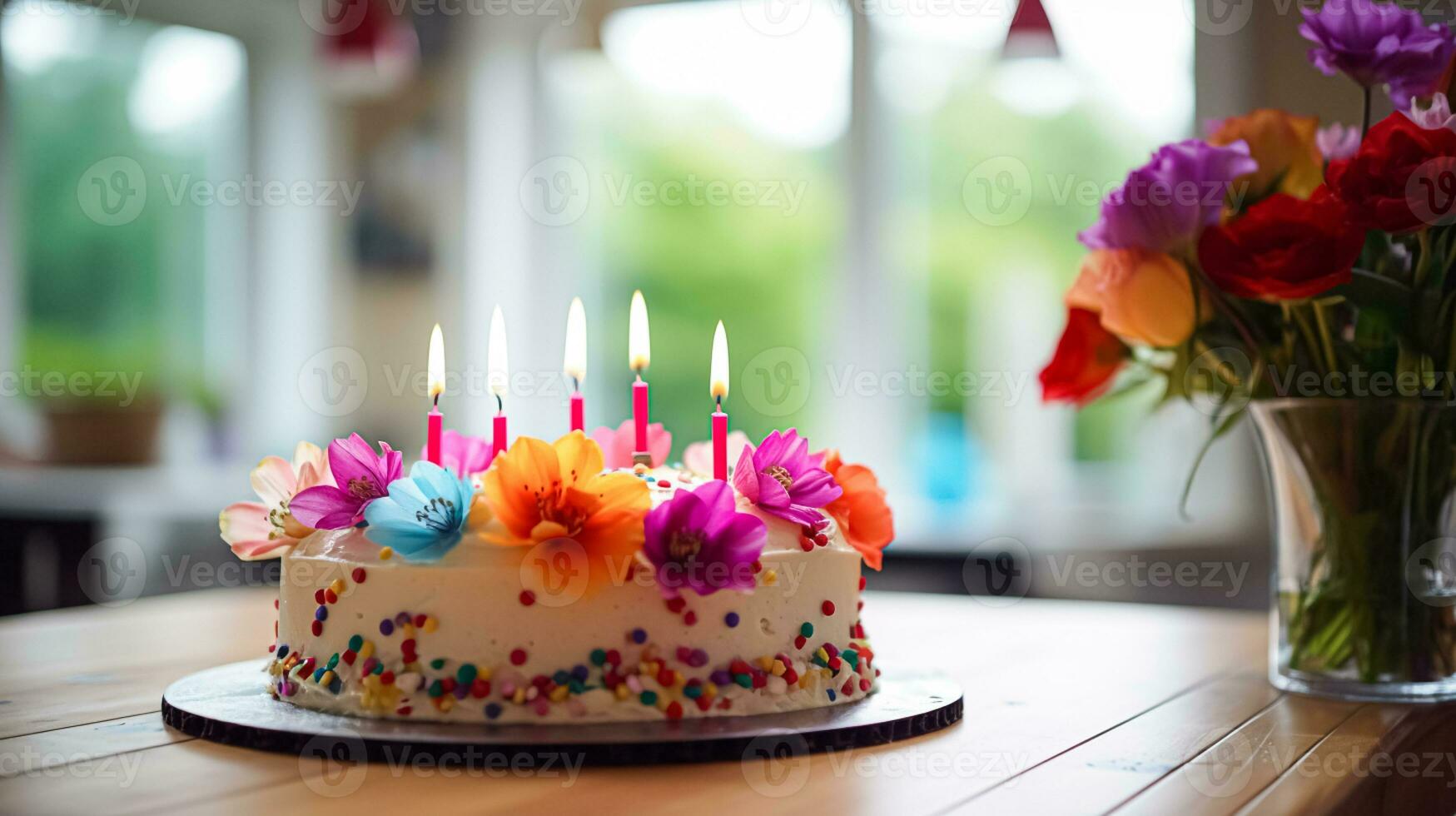 Homemade birthday cake in the English countryside house, cottage kitchen food and holiday baking recipe photo