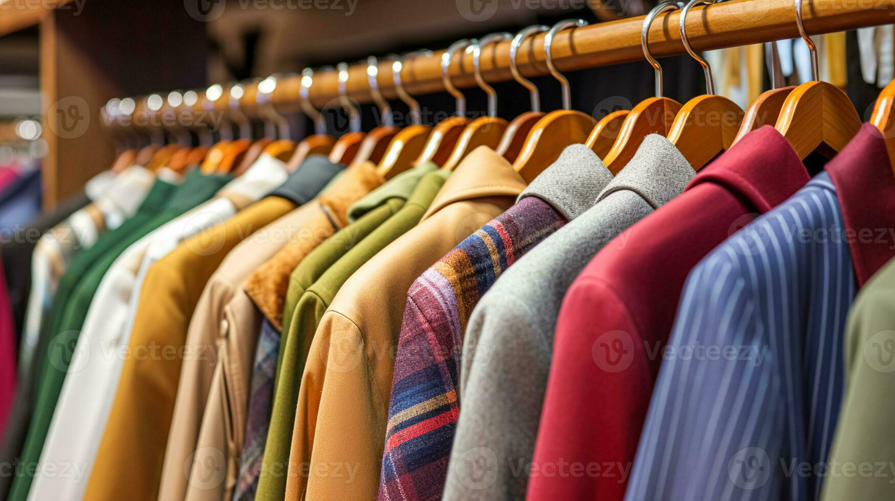 AI generated Menswear store in English countryside style, autumn winter clothing collection photo