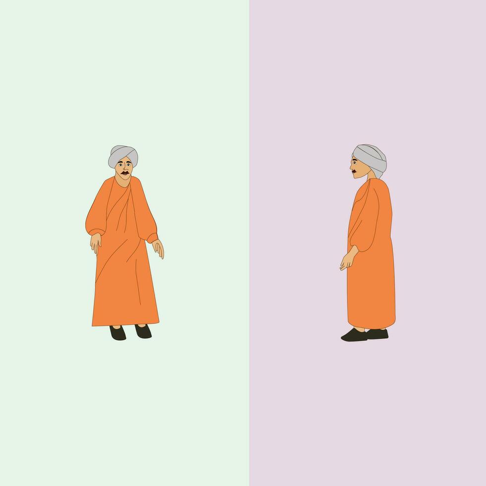 old man wearing turban vector