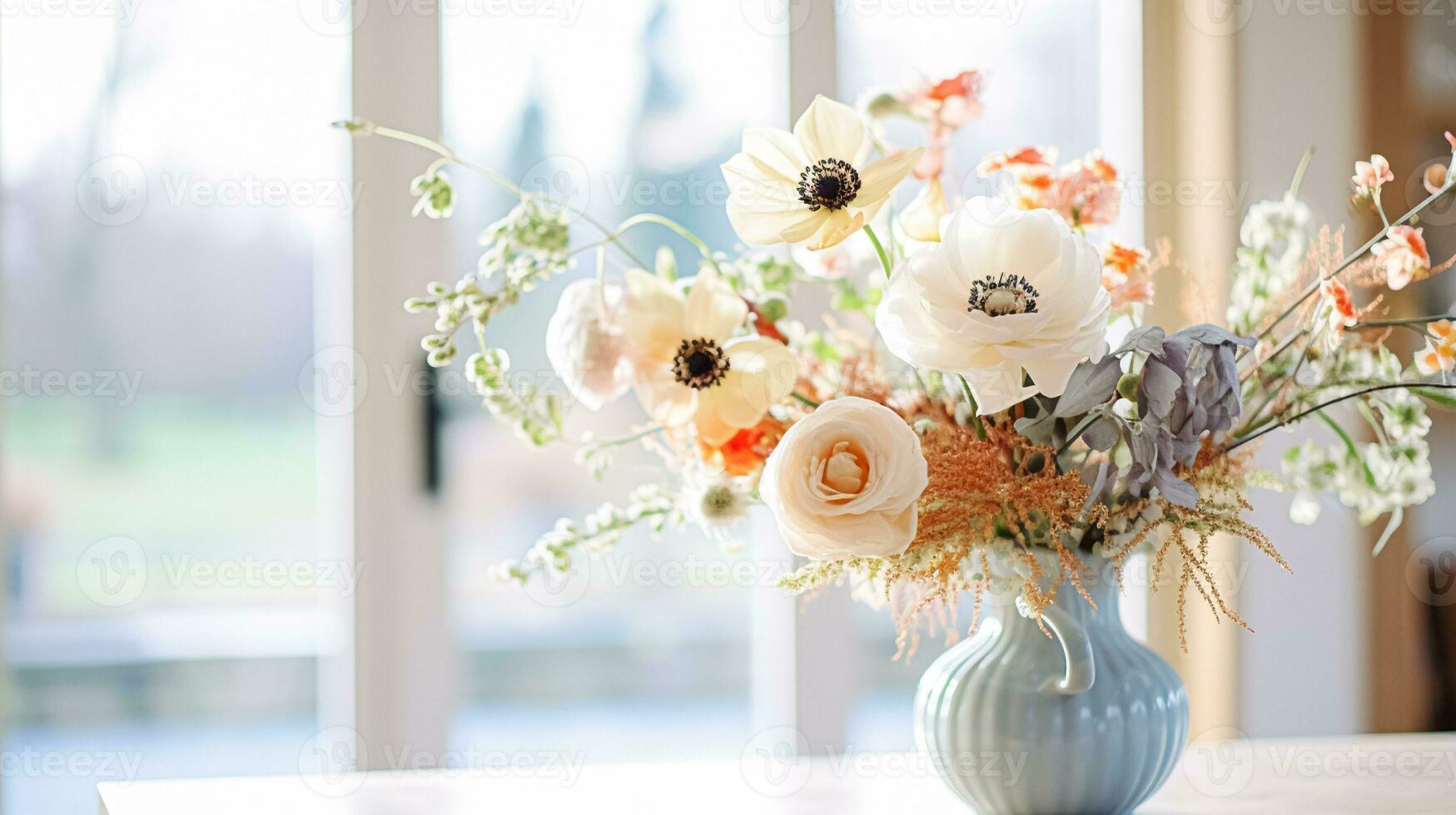 ai generado floral arreglo con invierno, otoño o temprano primavera botánico plantas y flores foto