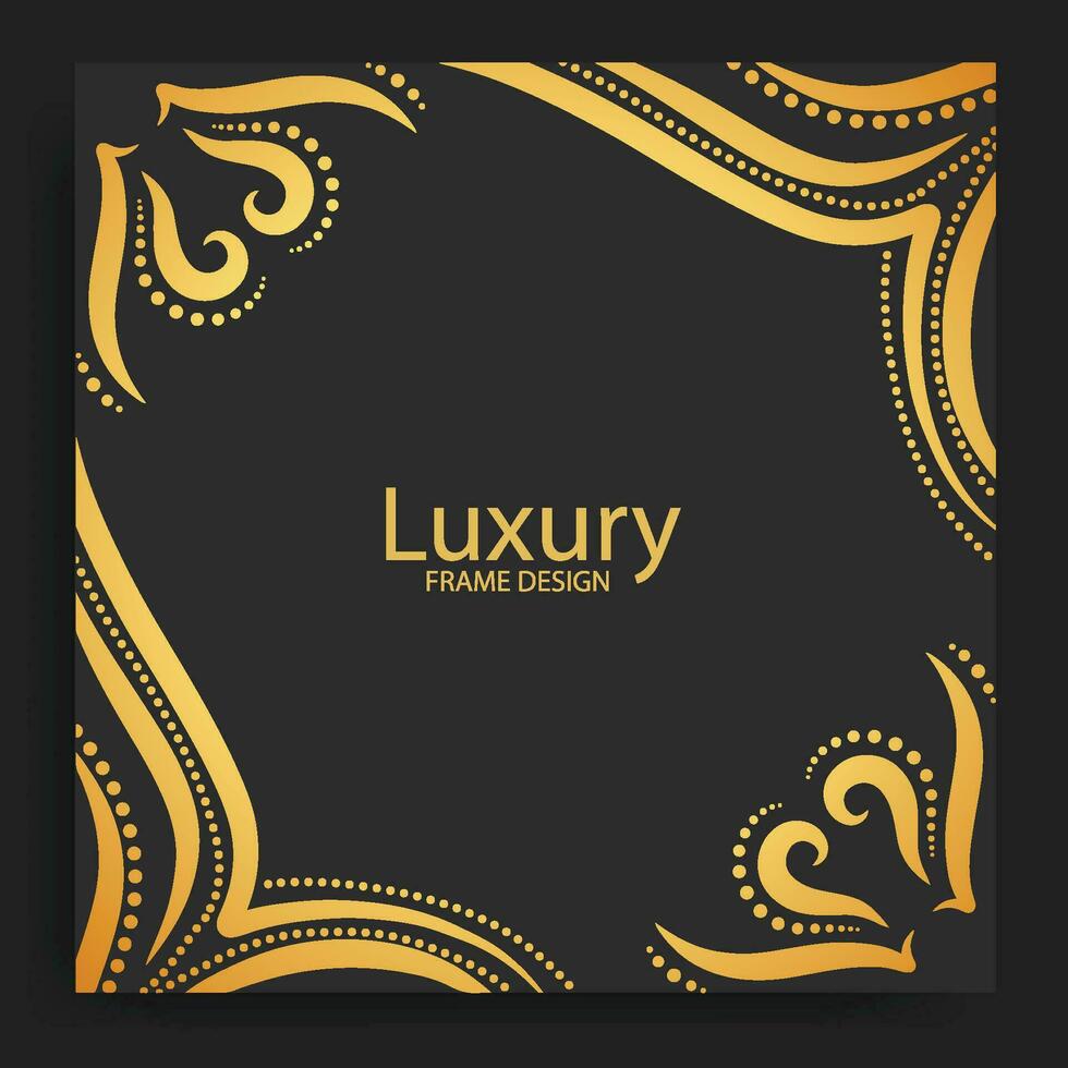 luxury gold frame with ornate pattern on black background vector