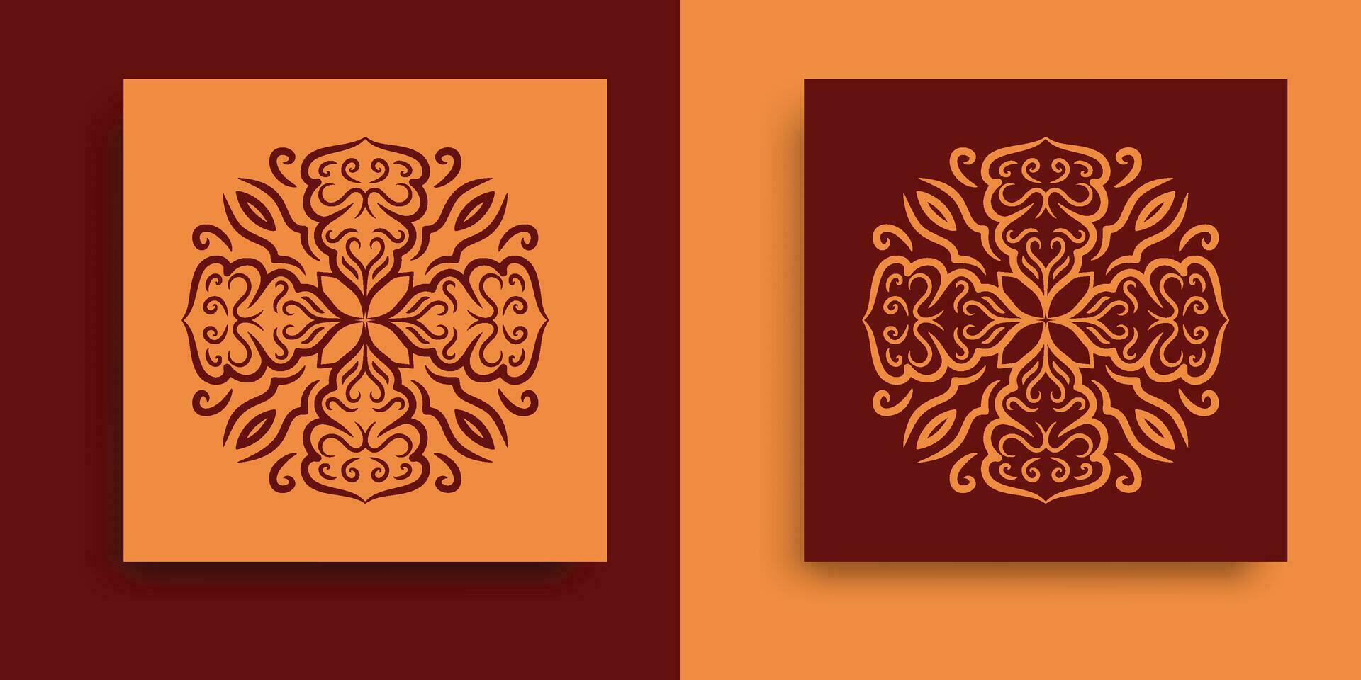 two cards with ornate designs on them vector