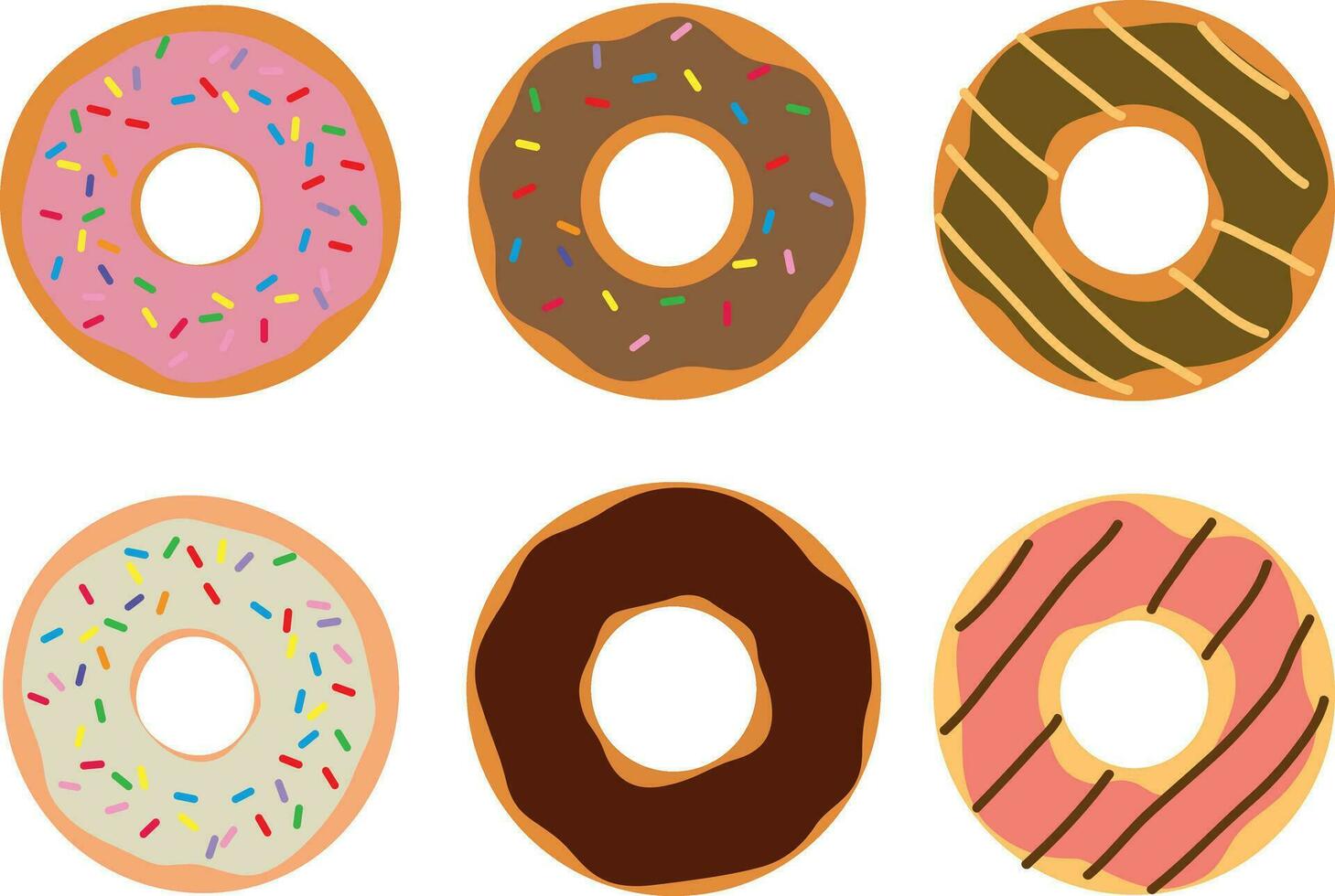 rosquillas con diferente color Crema, colocar. lado ver rosquillas en vidriar, con asperja, para café menú diseño, café decoración, descuento vale, volantes, publicidad póster. vector ilustración