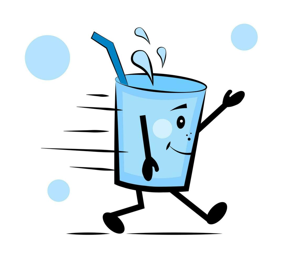 un vaso de agua carreras. sed. vector ilustración en garabatear estilo