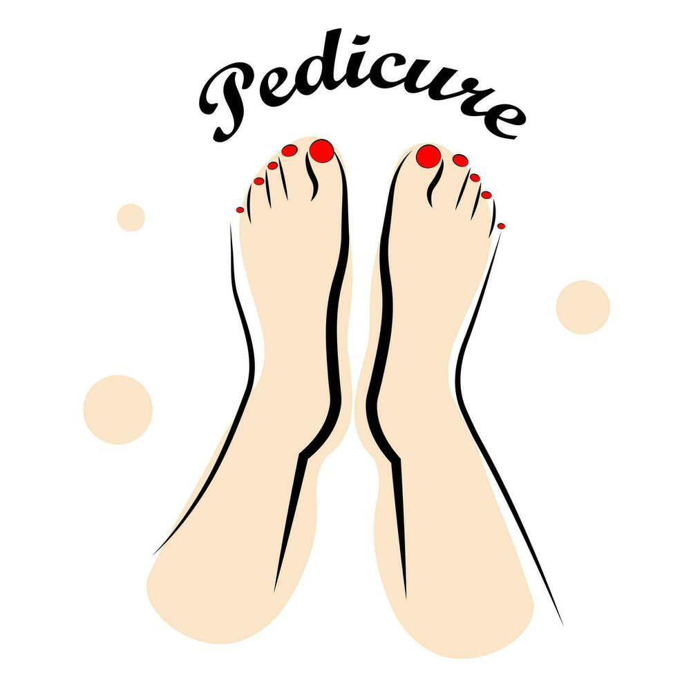 Pedicure. Female legs on white background vector