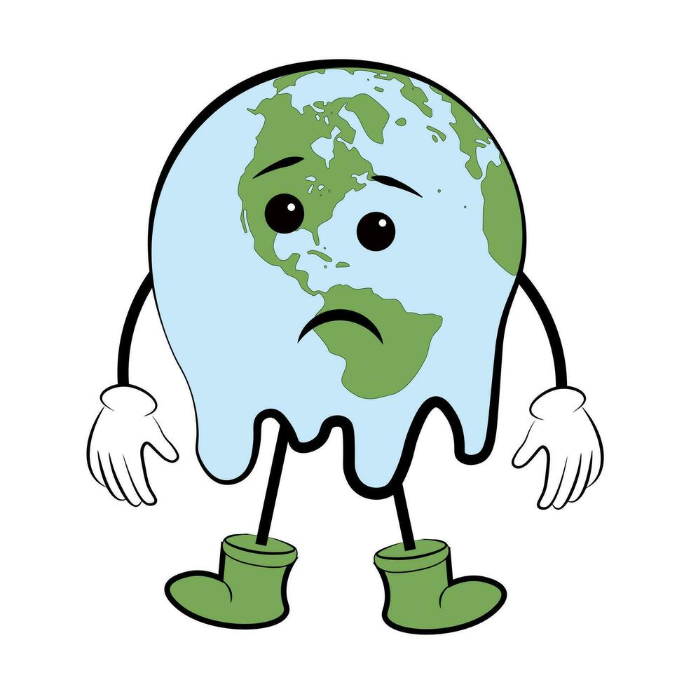 Planet with arms and legs on white background vector