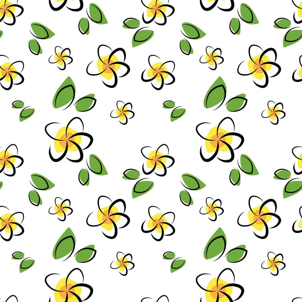 Seamless pattern with plumeria flowers vector