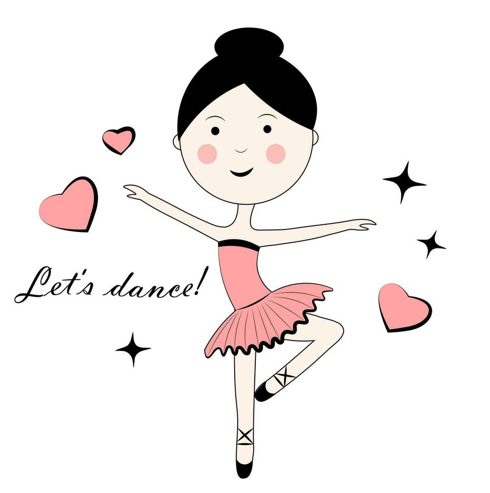 Ballerina in a pink dress on a white background vector