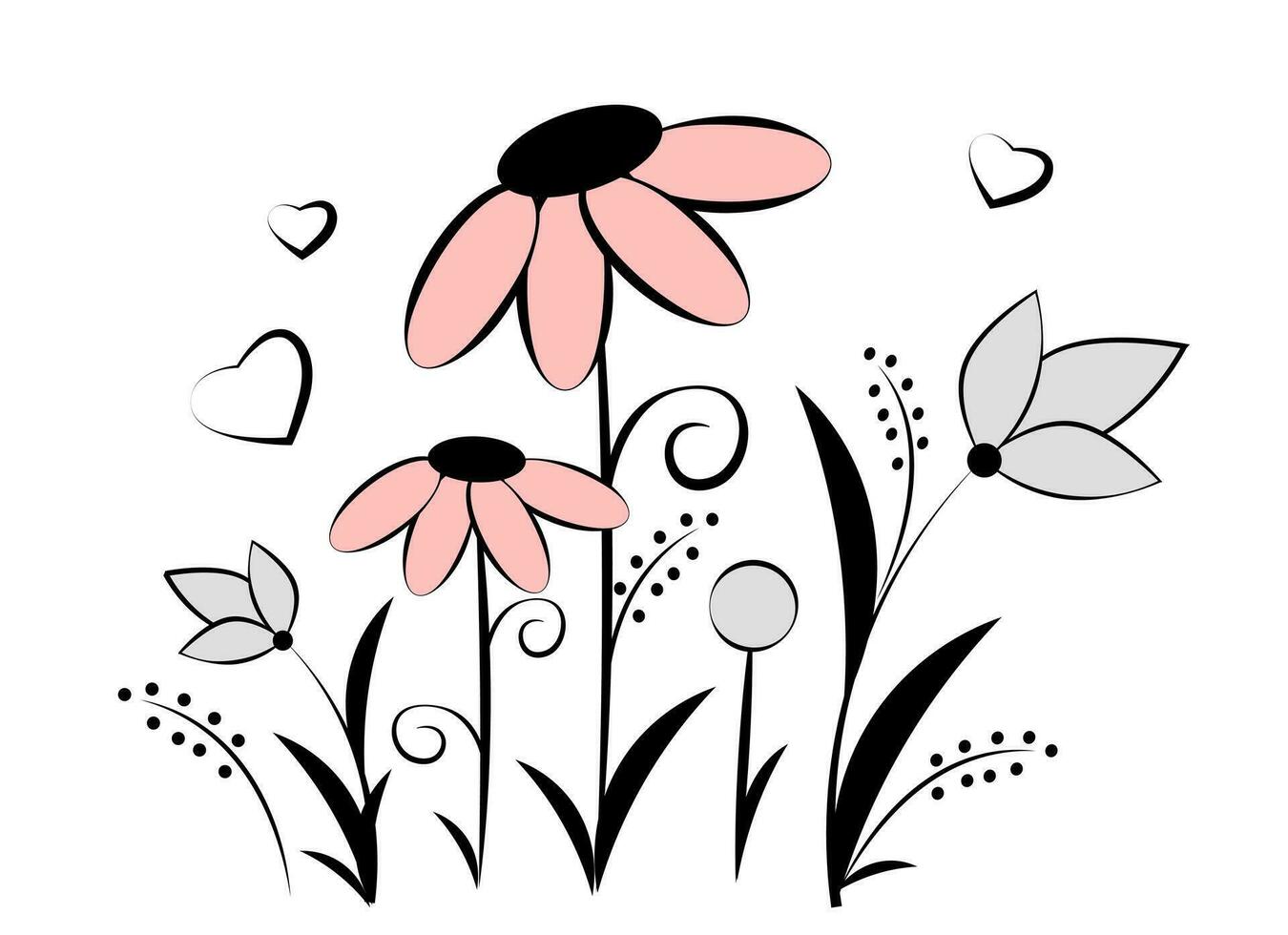 Flowers in doodle style on a white background vector