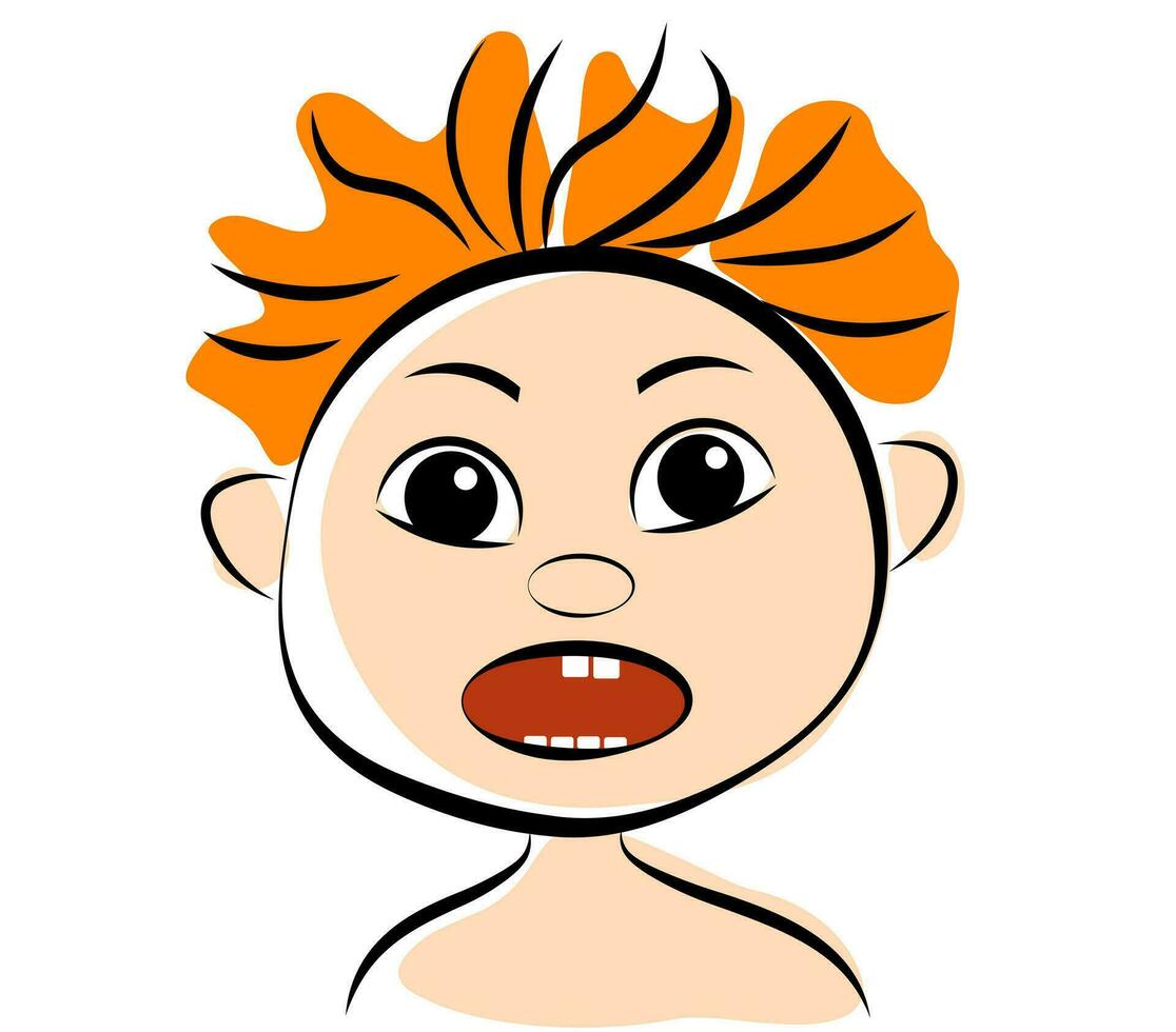 Portrait of a boy on a white background. The Emote of Surprise vector