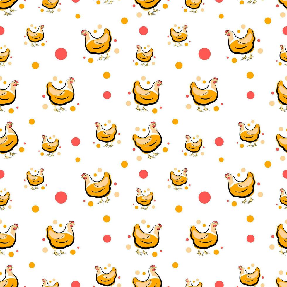Seamless texture with chickens on white background vector