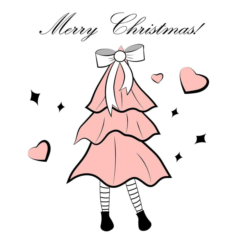 Christmas tree with legs on white background vector