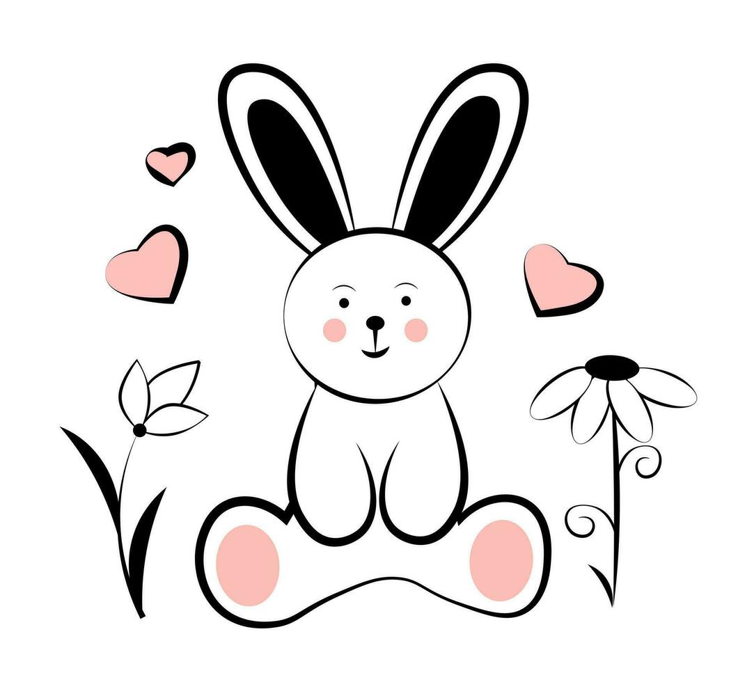 Cute bunny on white background vector
