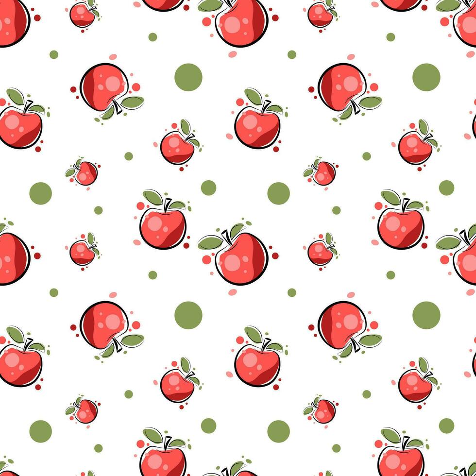 Seamless texture with apples on white background vector