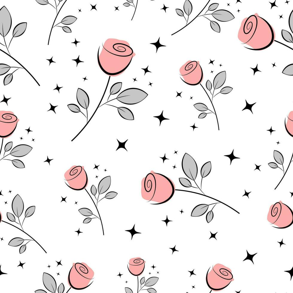 Seamless pattern with cute roses vector