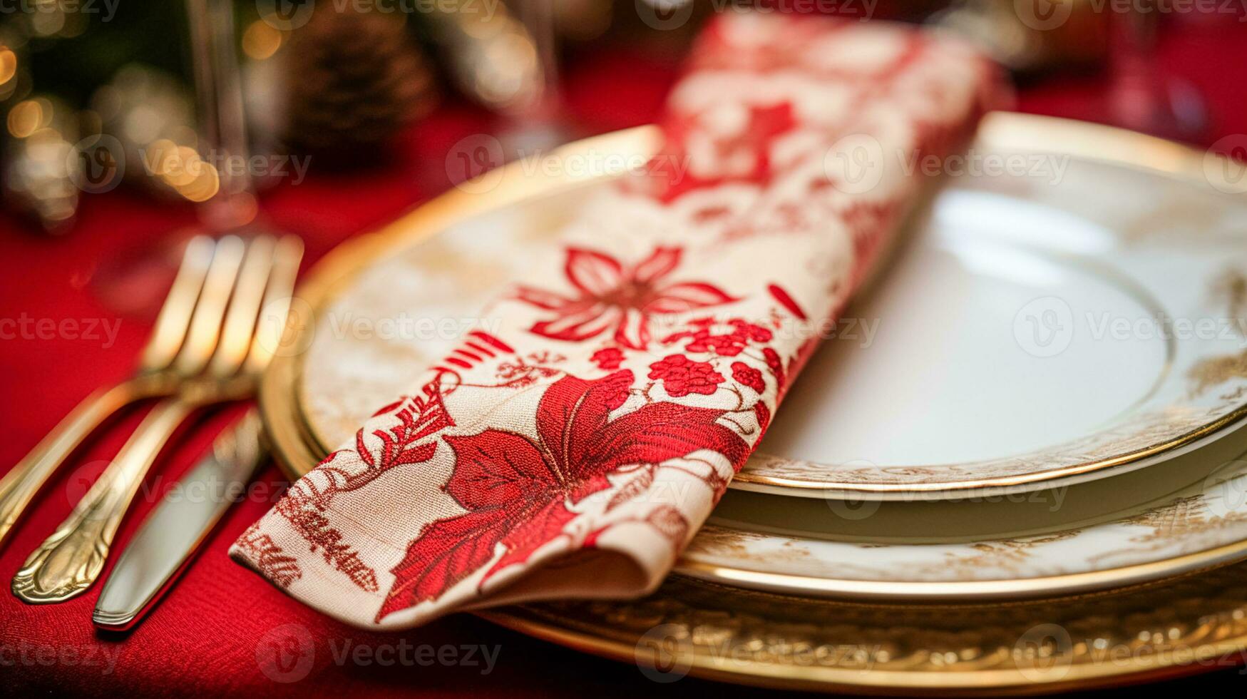 Holiday table decor, Christmas holidays celebration, tablescape and dinner table setting, English country decoration and home styling photo